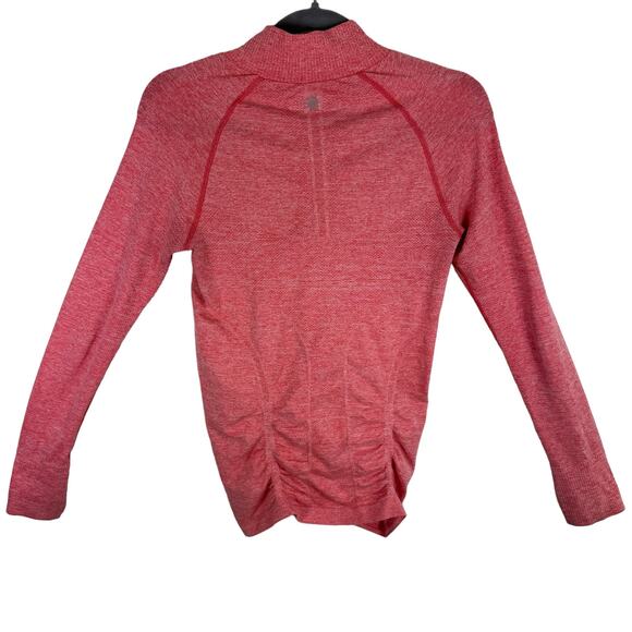 Athleta Pink Coral Salmon Mock Neck Lightweight 1/4 Zip Stretchy Pullover Size S - Picture 2 of 6